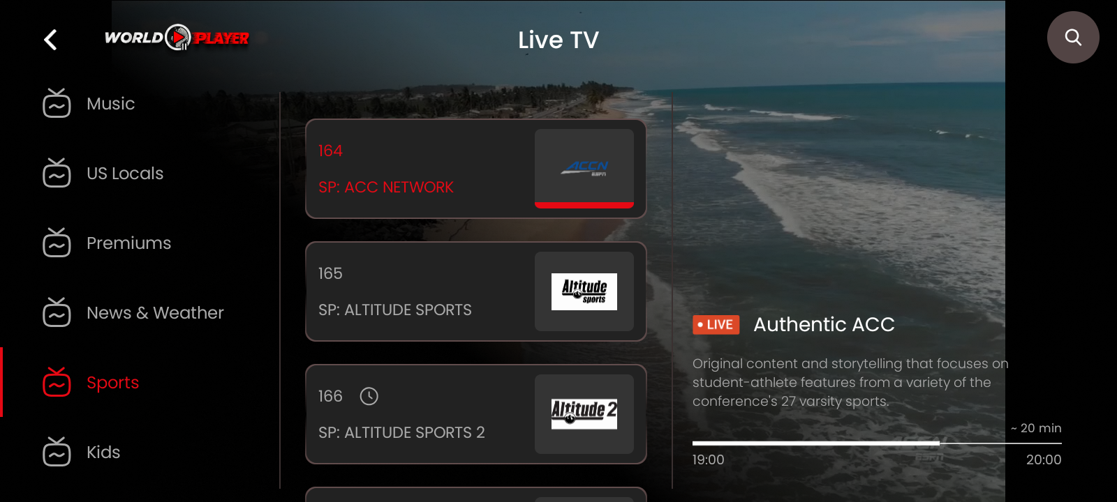 World Player media screen